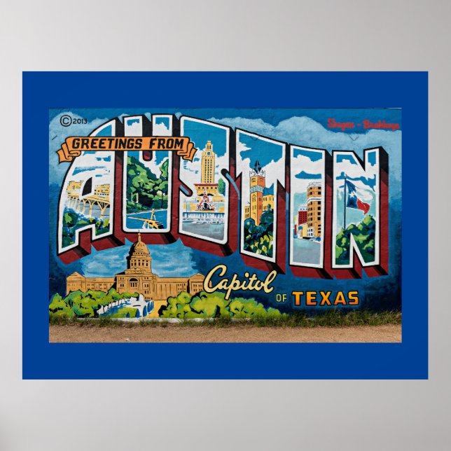 Póster Saludos, Austin, Texas (Frente)