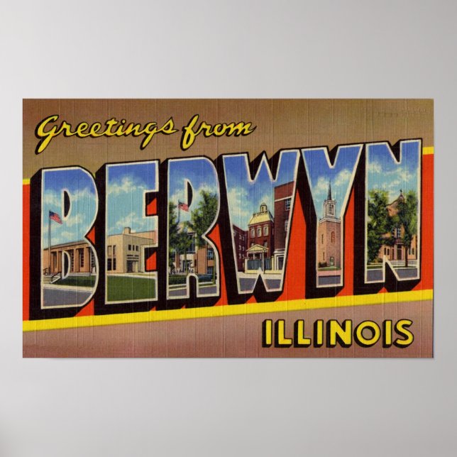 Póster Saludos de Berwyn Illinois (Frente)