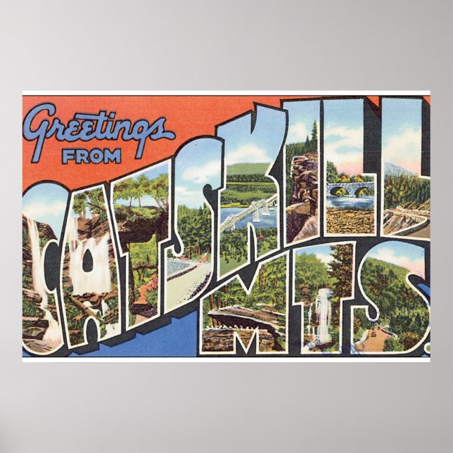 Póster Saludos de Catskill Mts._Vintage Travel Poster (Frente)