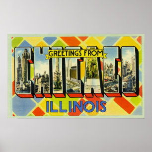 Póster Saludos de Chicago Illinois