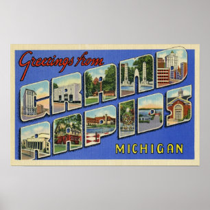 Póster Saludos De Grand Rapids Michigan