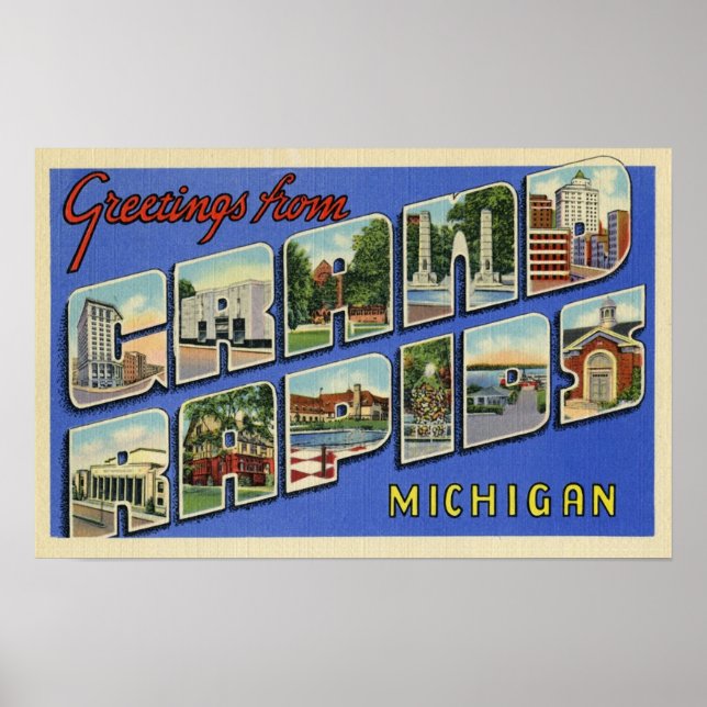 Póster Saludos De Grand Rapids Michigan (Frente)