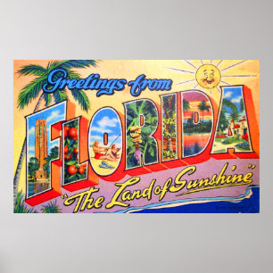 Póster Saludos de la Florida, la tierra de la sol