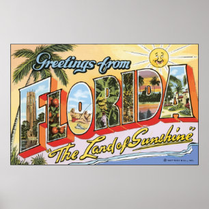 Póster Saludos de la Florida "la tierra de la sol", Vin