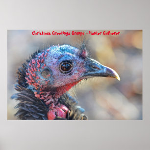 Póster Saludos de Navidad Abuelo Cazador Recolector