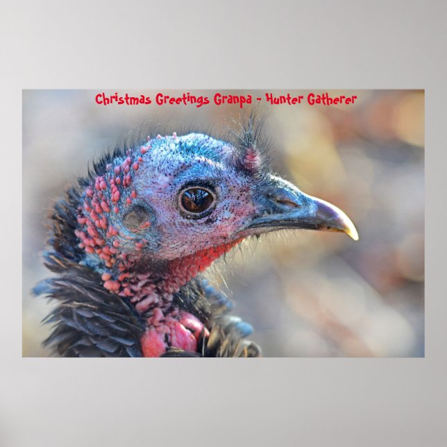 Póster Saludos de Navidad Abuelo Cazador Recolector (Frente)
