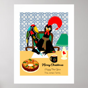 Póster Saludos de Navidad desde el Rooster Portugués
