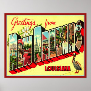 Póster Saludos de Nueva Orleans en los años 40