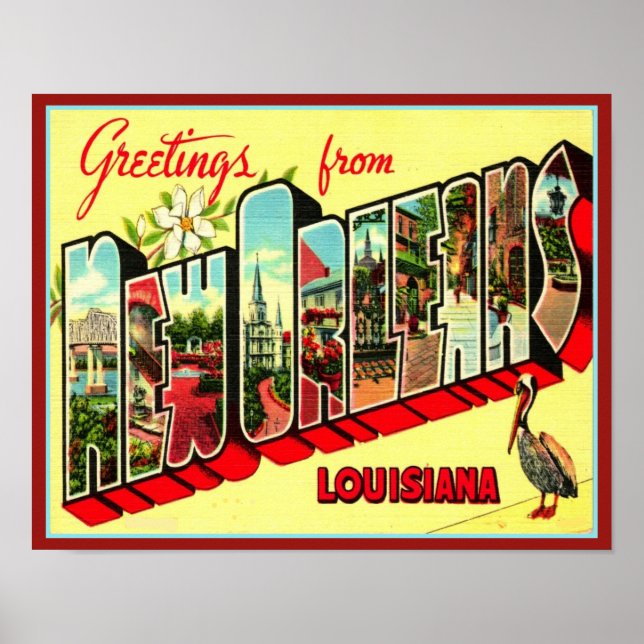 Póster Saludos de Nueva Orleans en los años 40 (Frente)