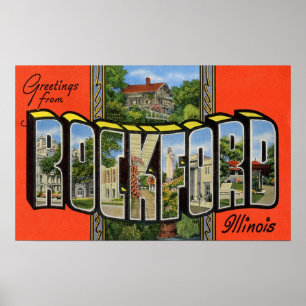Póster Saludos de ROCKFORD Illinois