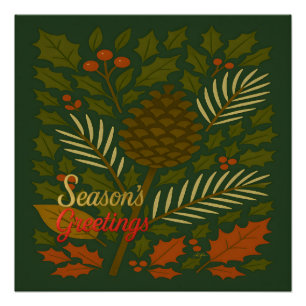 Póster Saludos de temporada de otoño e invierno