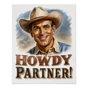 Póster Saludos de Vaquero Antiguo