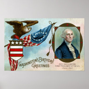Póster Saludos del cumpleaños de Washington