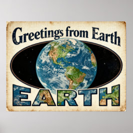 Póster Saludos del Poster de Ciencia Ficción de Earth Ret