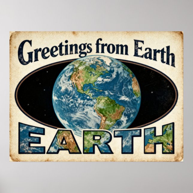 Póster Saludos del Poster de Ciencia Ficción de Earth Ret (Frente)