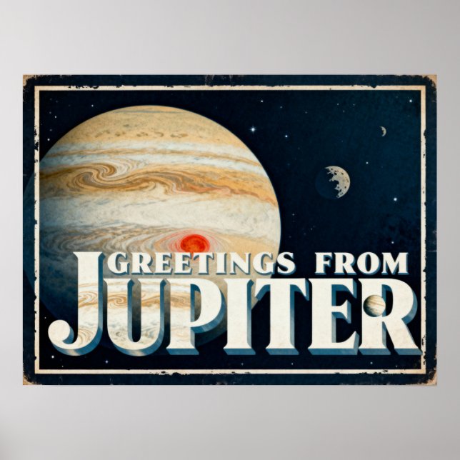 Póster Saludos del Poster de Ciencia Ficción Júpiter Retr (Frente)