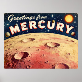 Póster Saludos del Poster de Ciencia Ficción Mercury Retr