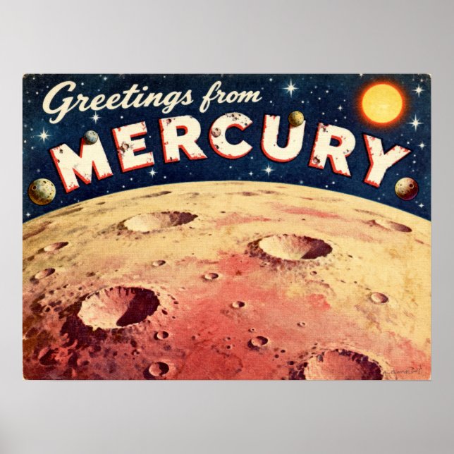 Póster Saludos del Poster de Ciencia Ficción Mercury Retr (Frente)