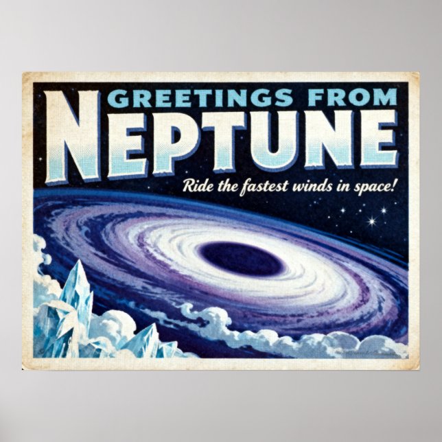 Póster Saludos del Poster de Ciencia Ficción Neptune Retr (Frente)