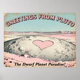 Póster Saludos del Poster de Ciencia Ficción Pluto Retro