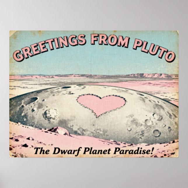 Póster Saludos del Poster de Ciencia Ficción Pluto Retro (Frente)