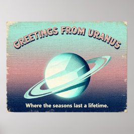 Póster Saludos del Poster de Ciencia Ficción Uranus Retro