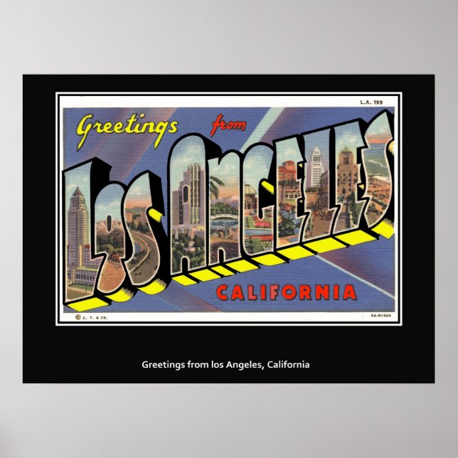 Póster Saludos del Poster de Los Angeles California (Frente)