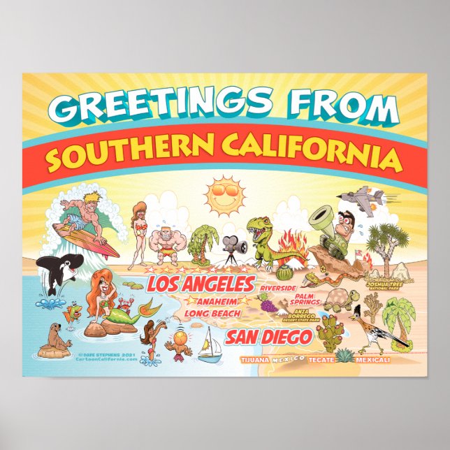 Póster Saludos del Poster del sur de California (Frente)
