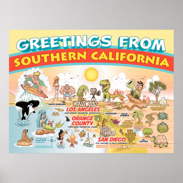 Póster Saludos del Poster del sur de California (Frente)