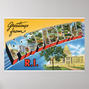 Póster Saludos del viaje de Providence RI_Vintage