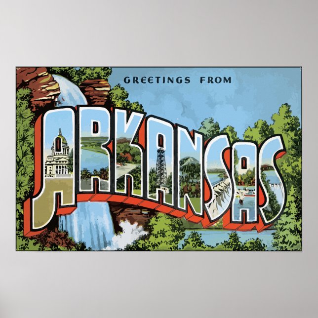 Póster Saludos desde Arkansas, Vintage (Frente)