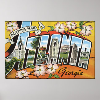 Póster Saludos desde Atlanta Georgia, Antigua