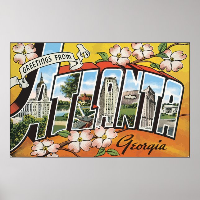 Póster Saludos desde Atlanta Georgia, Antigua (Frente)