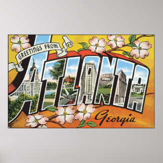 Póster Saludos desde Atlanta Georgia, Antigua