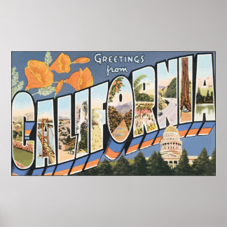 Póster Saludos desde California, Vintage