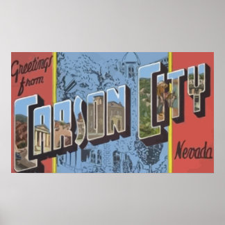 Póster Saludos desde Carson City Nevada, Vintage