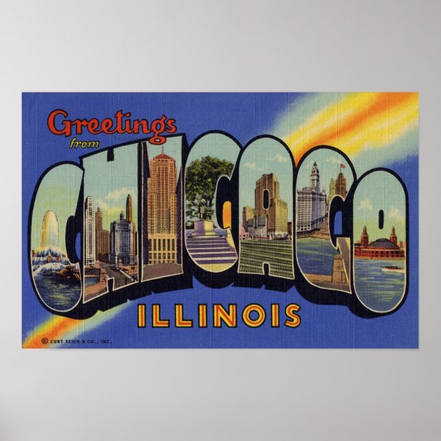 Póster Saludos desde Chicago Illinois (Frente)