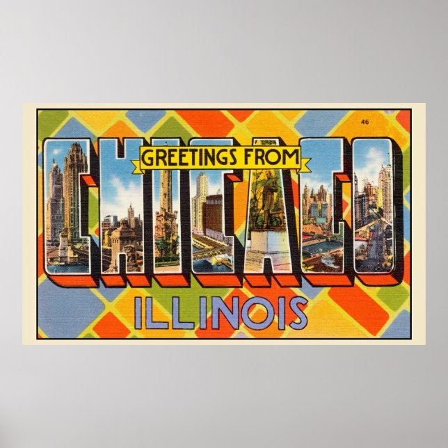 Póster Saludos desde Chicago, Illinois, (Frente)