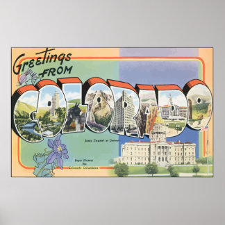 Póster Saludos desde Colorado, Vintage