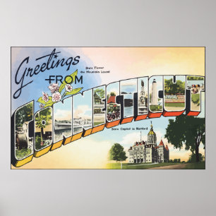 Póster Saludos desde Connecticut, Vintage