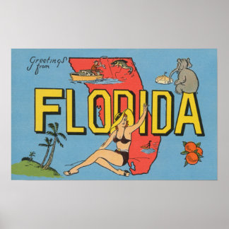 Póster Saludos desde Florida (Azul)Florida