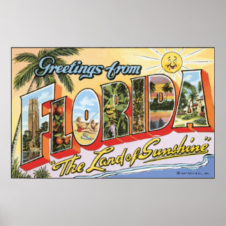Póster Saludos desde Florida "La Tierra Del Sol", Vin