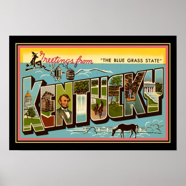 Póster "Saludos desde Kentucky" vintage (Frente)