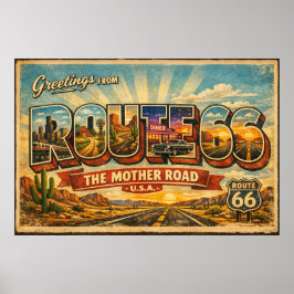 Póster Saludos Desde La Carretera Madre Letra Grande