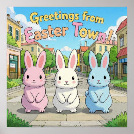 Póster Saludos desde la celebración de la Ciudad de Pascu