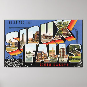 Póster Saludos Desde Las Cataratas De Sioux En Dakota Del