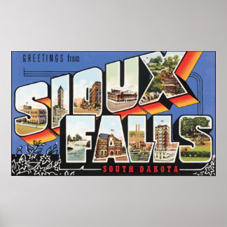 Póster Saludos Desde Las Cataratas De Sioux En Dakota Del