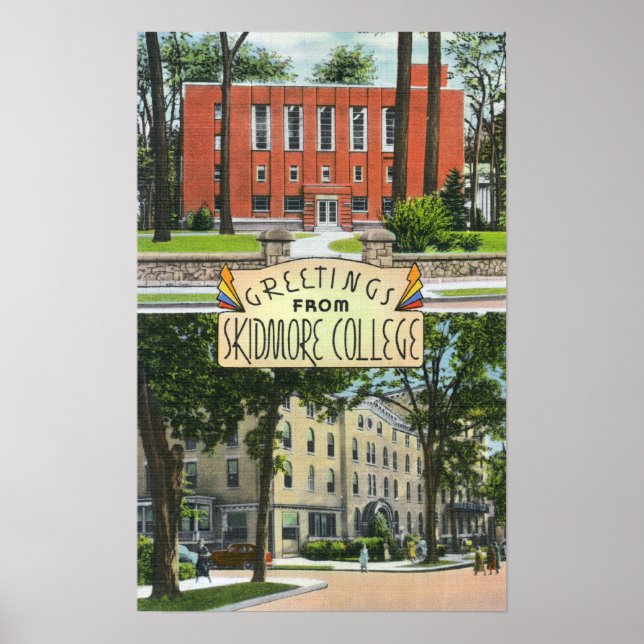 Póster Saludos desde las escenas de Skidmore College (Frente)