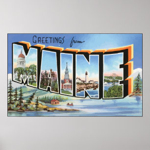 Póster Saludos desde Maine, Vintage