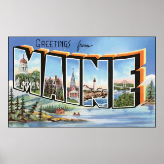 Póster Saludos desde Maine, Vintage